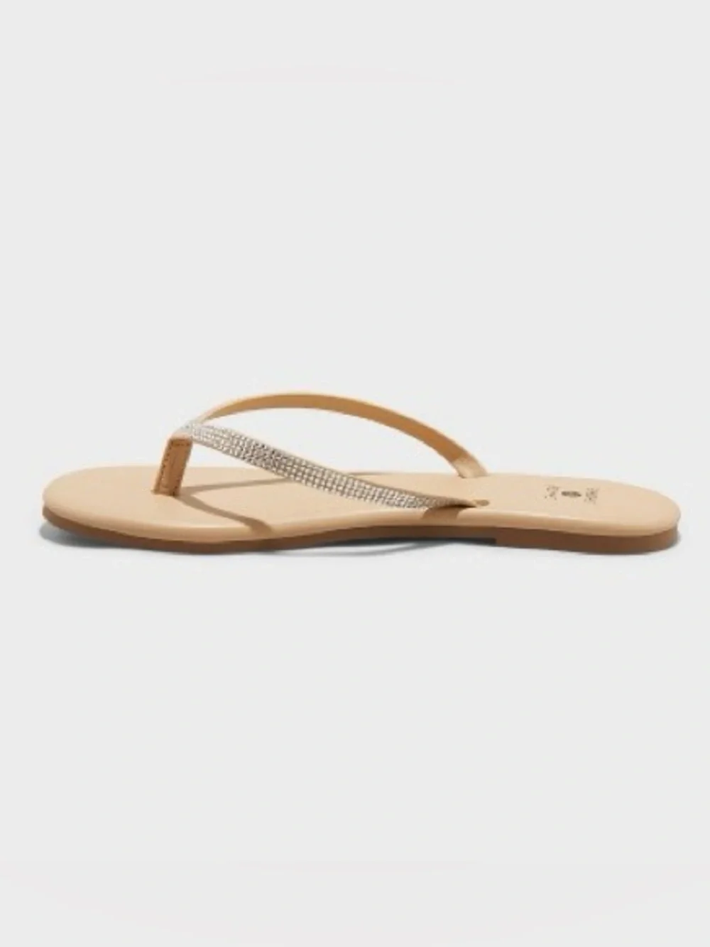 Shade & Shore Beige Rhinestone Thong Sandals Size 10